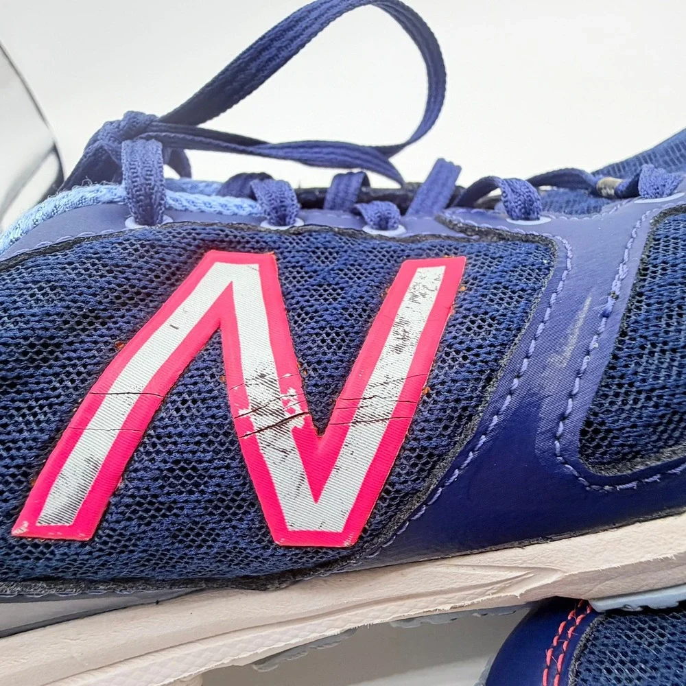 New Balance 577 Training Shoes Womens 9.5 Navy Blue Pink Good WX577BH Cush+